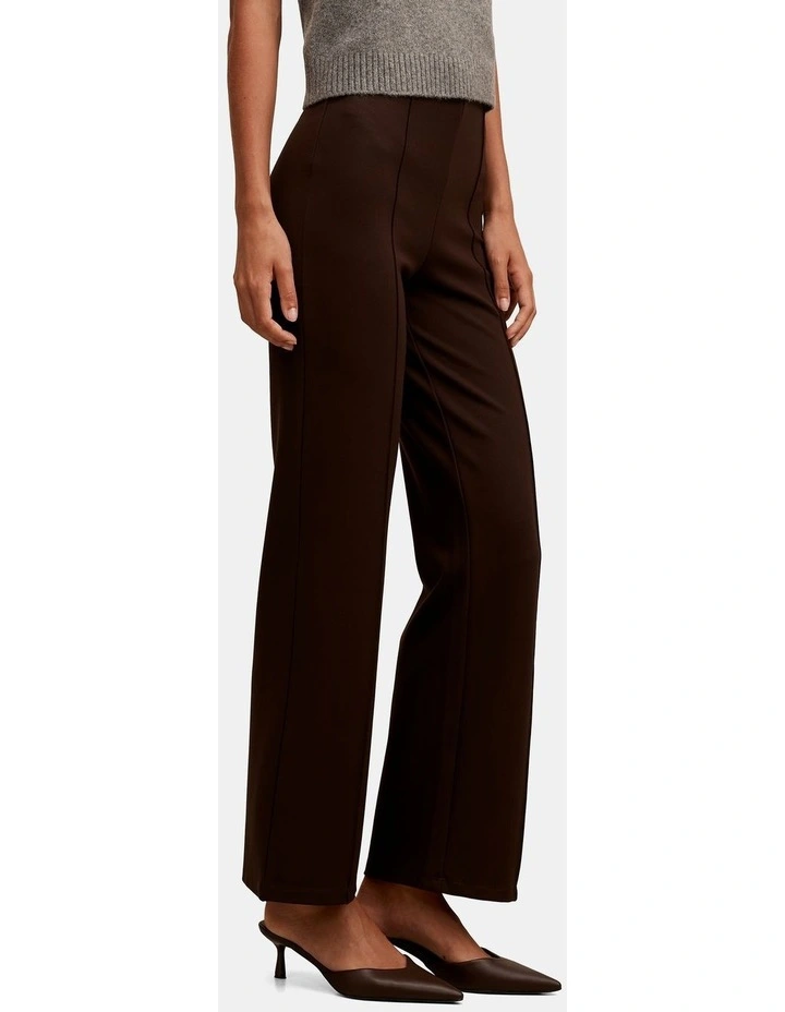 Piper Ponte Straight Leg Pants in Brown image 3