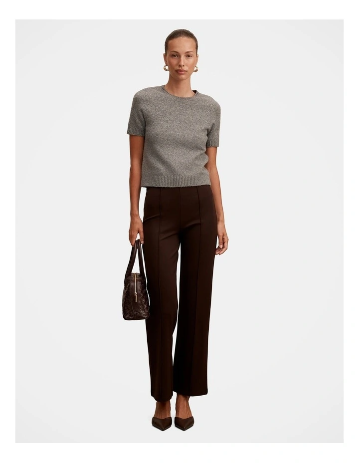 Piper Ponte Straight Leg Pants in Brown image 5