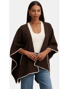 Sara Stitch Detail Cape in Brown