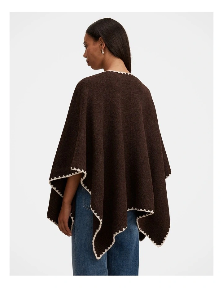 Sara Stitch Detail Cape in Brown image 2