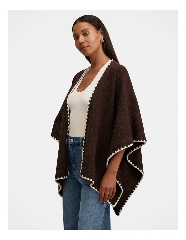 Sara Stitch Detail Cape in Brown image 3