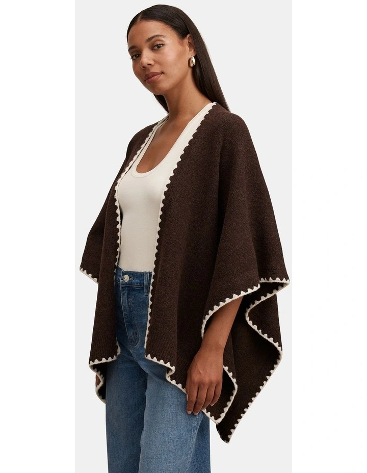 Sara Stitch Detail Cape in Brown image 3
