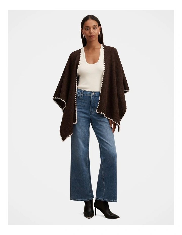 Sara Stitch Detail Cape in Brown image 5