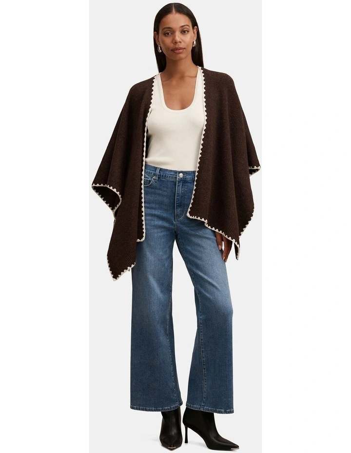 Sara Stitch Detail Cape in Brown image 5