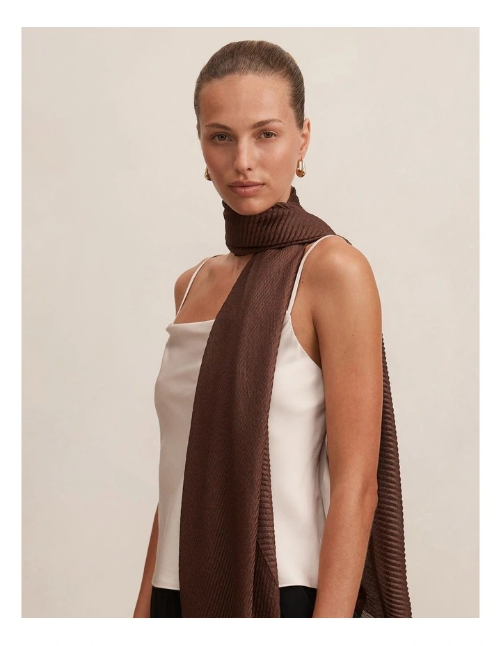 Harriet Pleated Scarf in Chocolate image 2