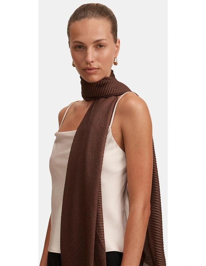 Harriet Pleated Scarf in Chocolate image 2