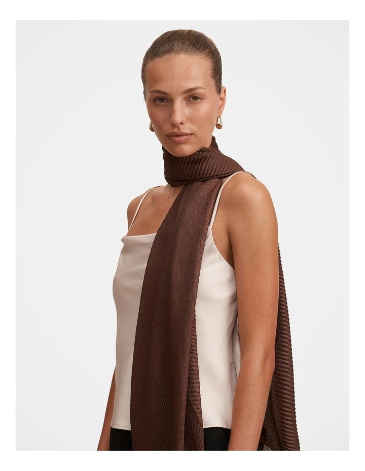 Harriet Pleated Scarf in Chocolate image 3