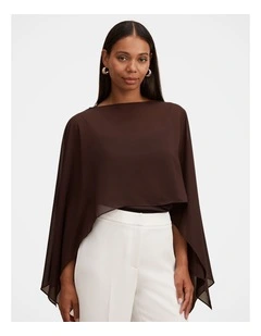 Arianna Chiffon Cape in Chocolate