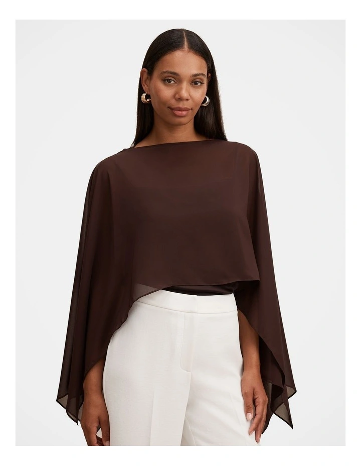 Arianna Chiffon Cape in Chocolate image 1