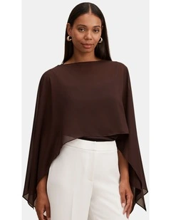 Arianna Chiffon Cape in Chocolate