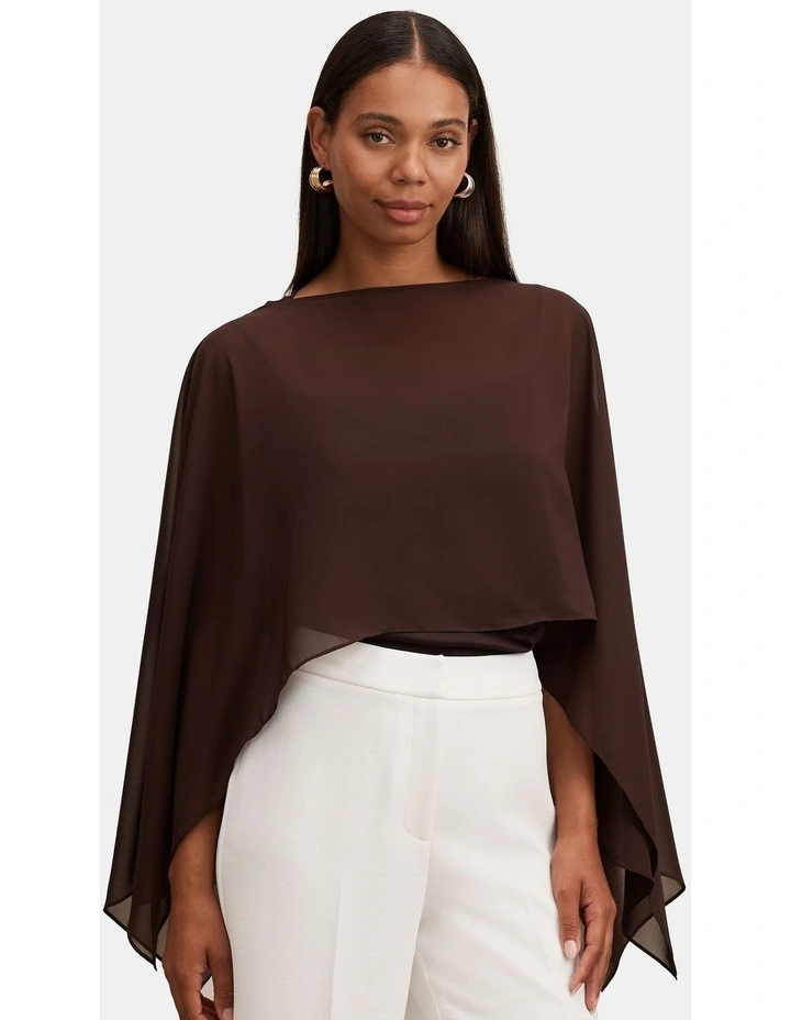 Arianna Chiffon Cape in Chocolate image 1