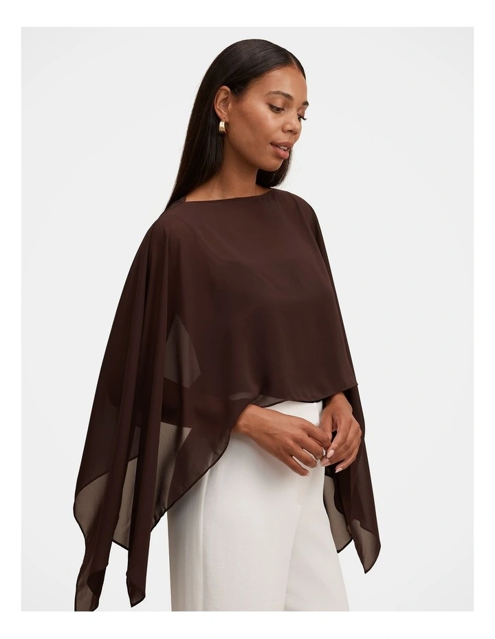 Arianna Chiffon Cape in Chocolate image 2