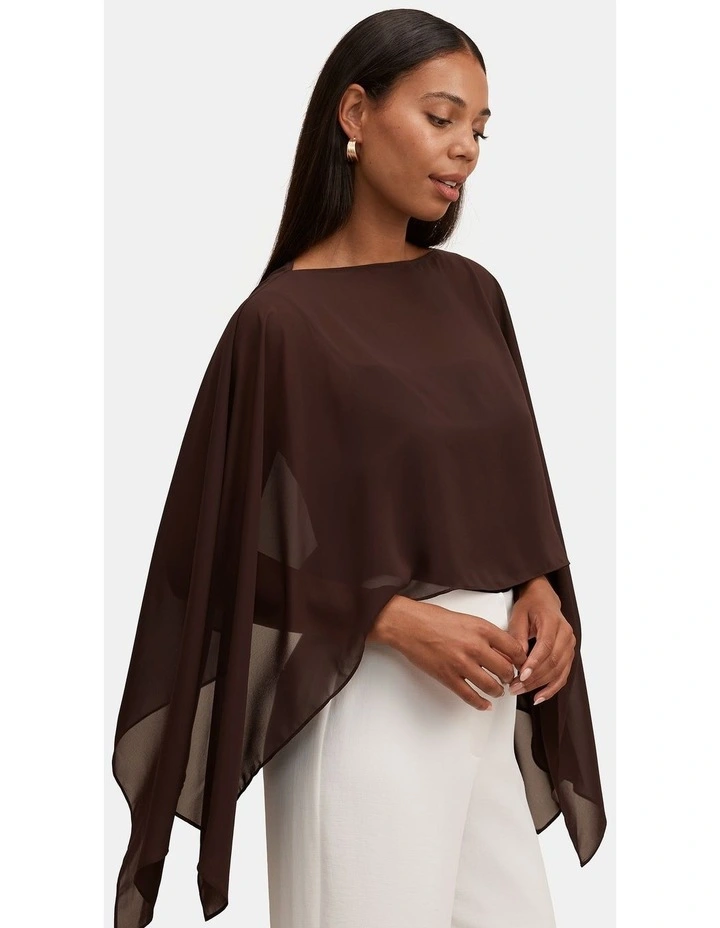 Arianna Chiffon Cape in Chocolate image 3