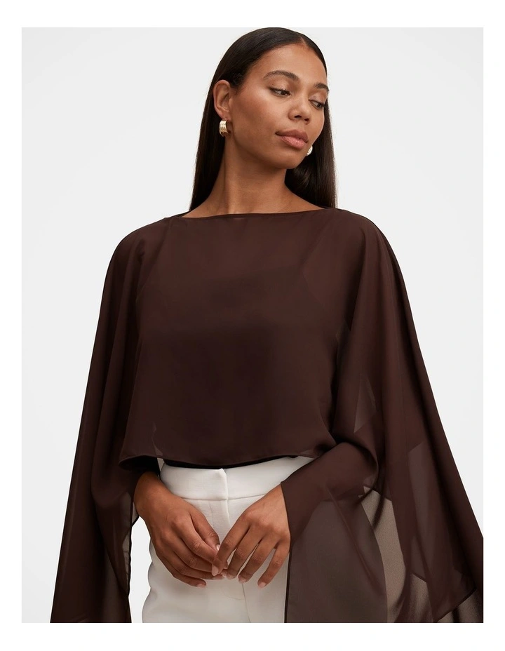 Arianna Chiffon Cape in Chocolate image 4