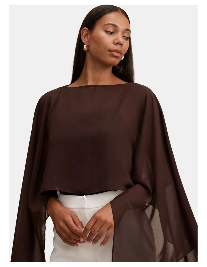 Arianna Chiffon Cape in Chocolate image 4