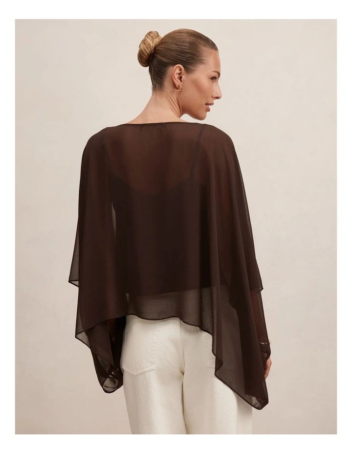 Gia Sheer Cape Top in Chocolate image 2