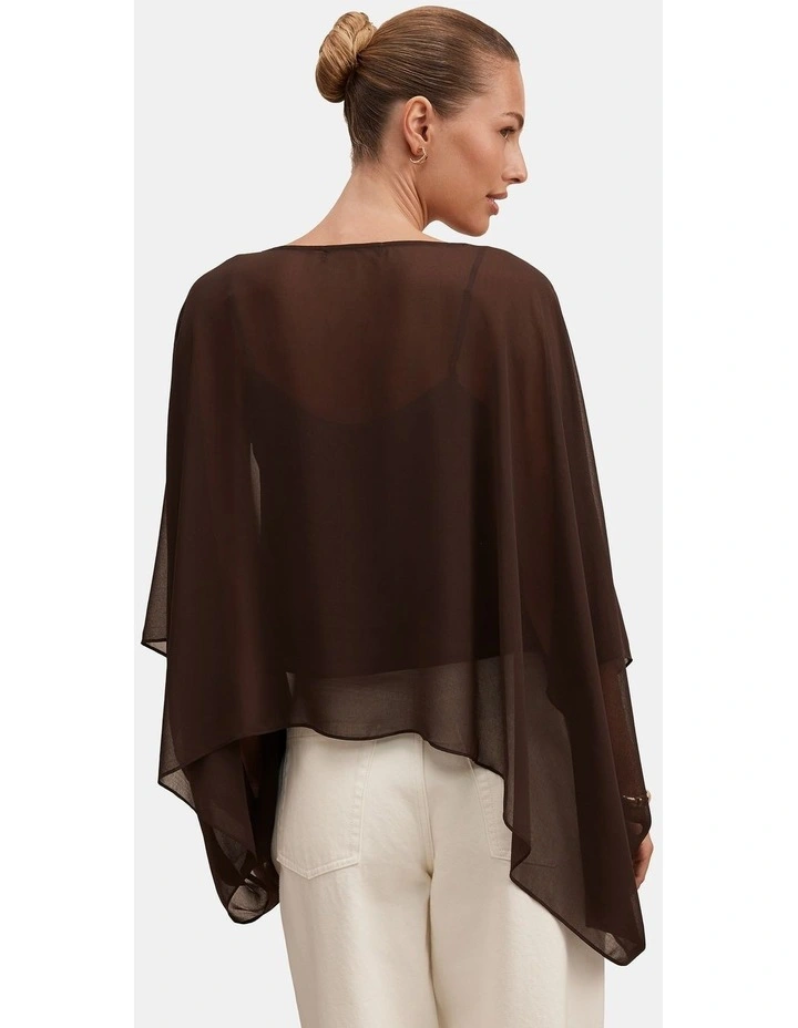 Gia Sheer Cape Top in Chocolate image 2