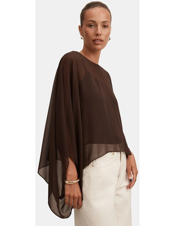 Gia Sheer Cape Top in Chocolate image 3