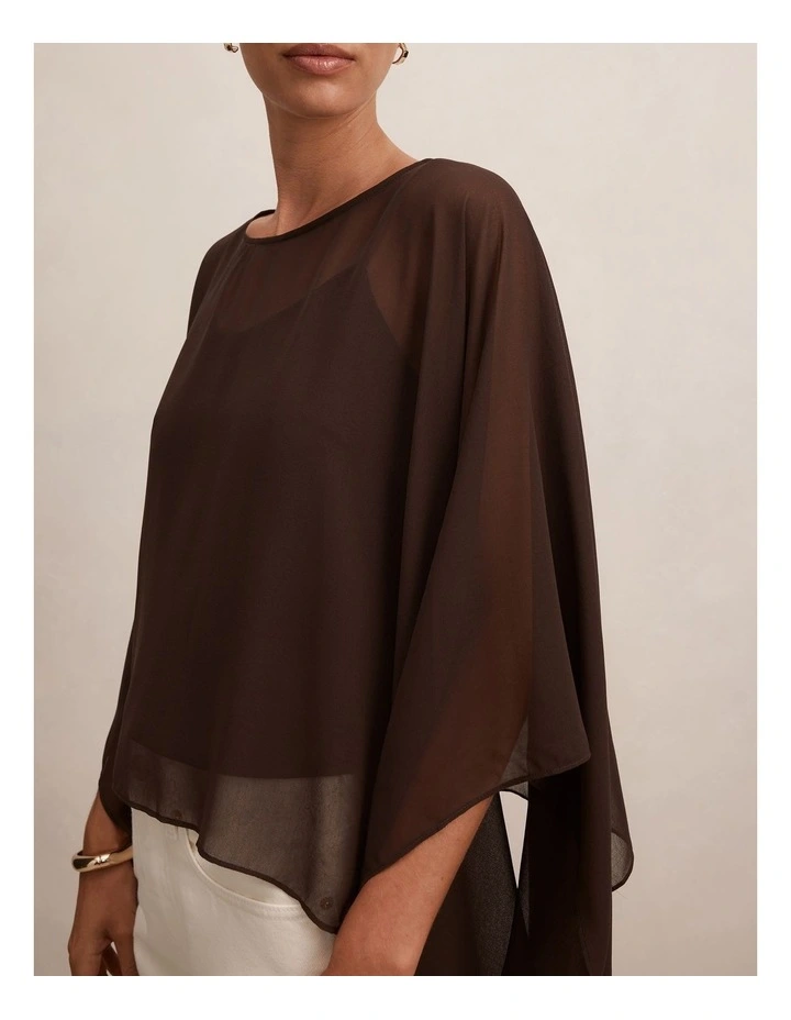 Gia Sheer Cape Top in Chocolate image 4