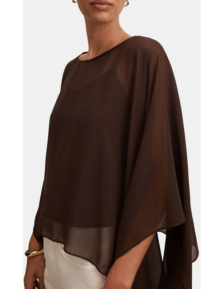 Gia Sheer Cape Top in Chocolate image 4