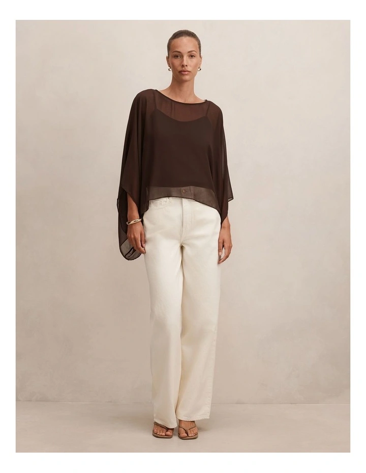 Gia Sheer Cape Top in Chocolate image 5