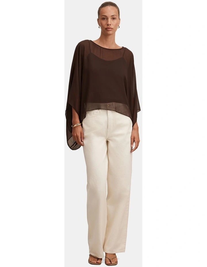 Gia Sheer Cape Top in Chocolate image 5