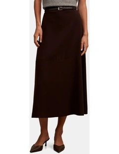 Millie Belted Midi Skirt in Chocolate