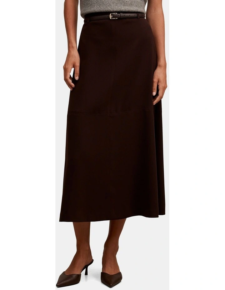 Millie Belted Midi Skirt in Chocolate image 1