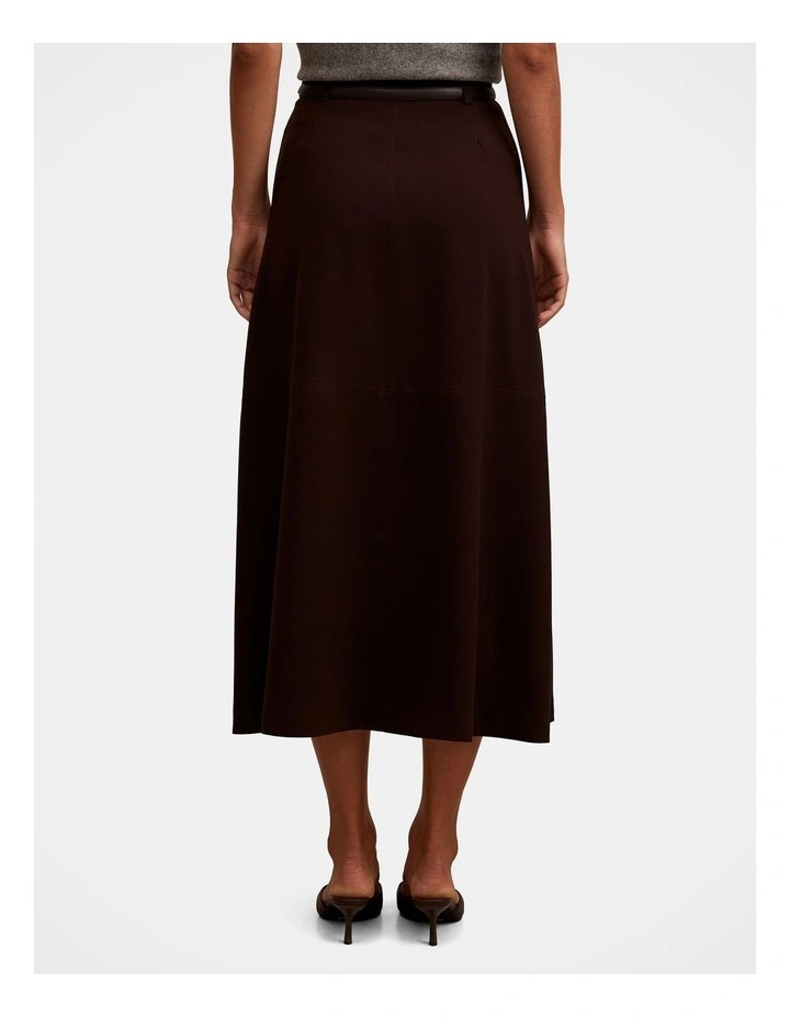 Millie Belted Midi Skirt in Chocolate image 2