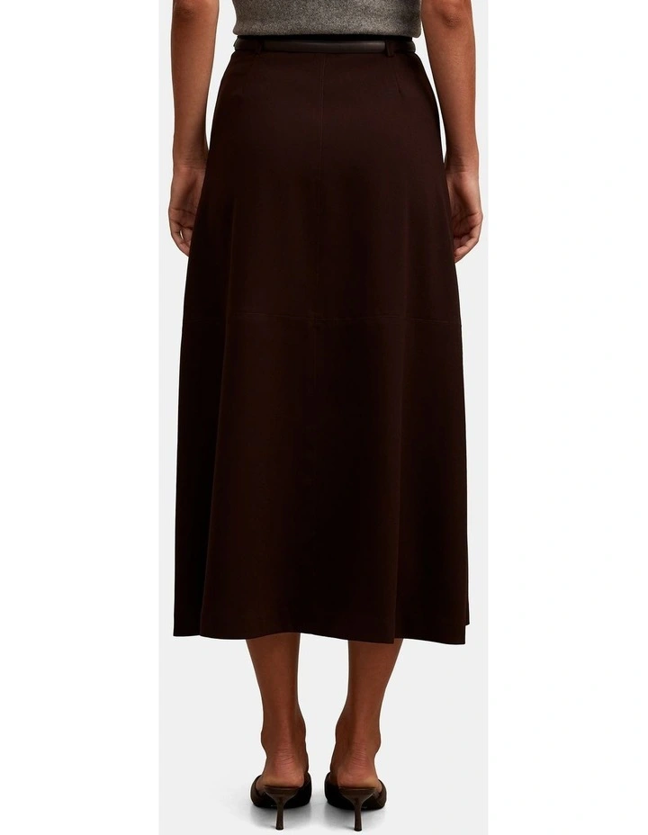 Millie Belted Midi Skirt in Chocolate image 2