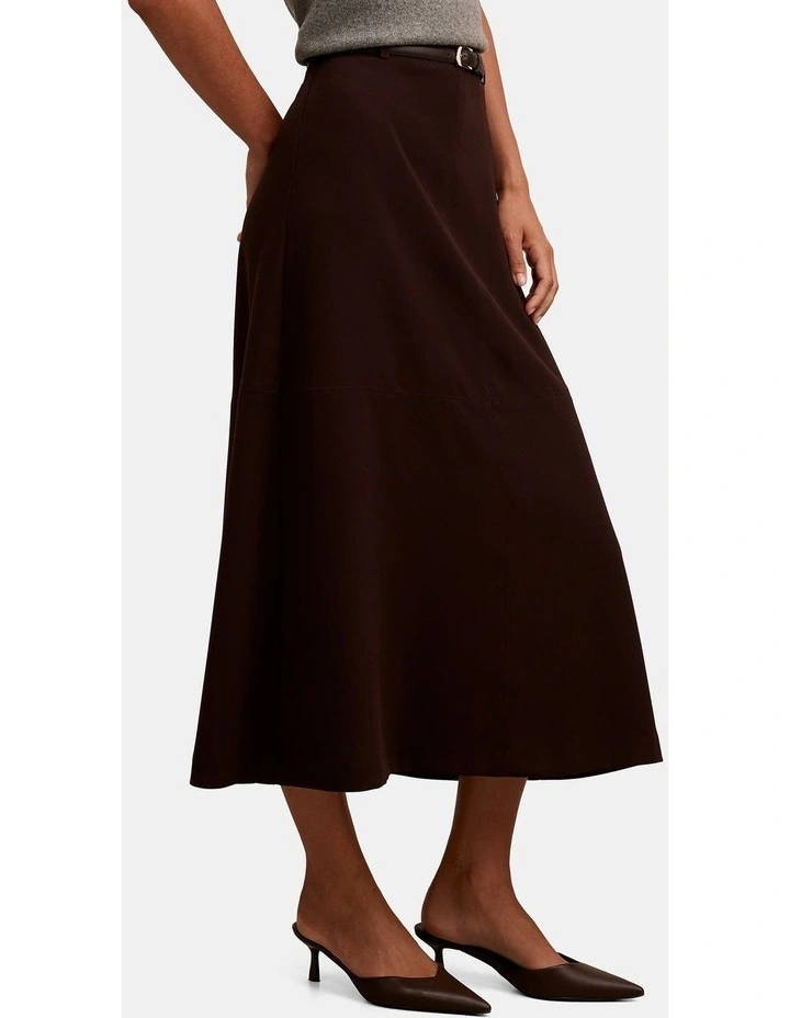 Millie Belted Midi Skirt in Chocolate image 3