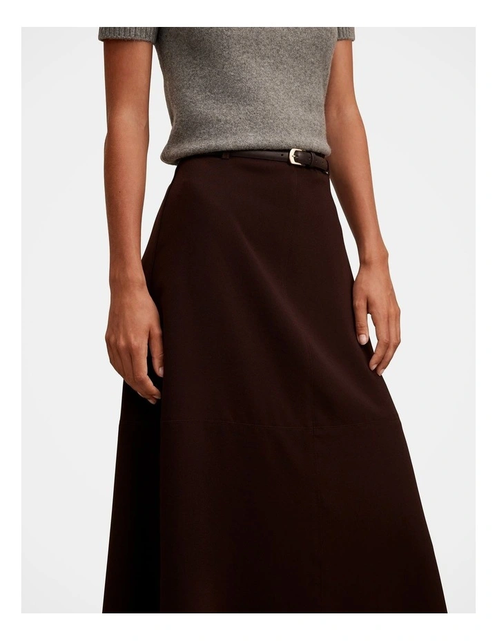 Millie Belted Midi Skirt in Chocolate image 4