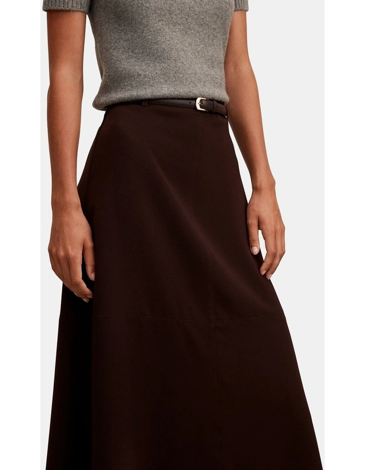 Millie Belted Midi Skirt in Chocolate image 4