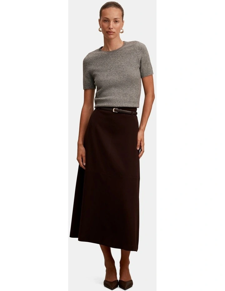 Millie Belted Midi Skirt in Chocolate image 5