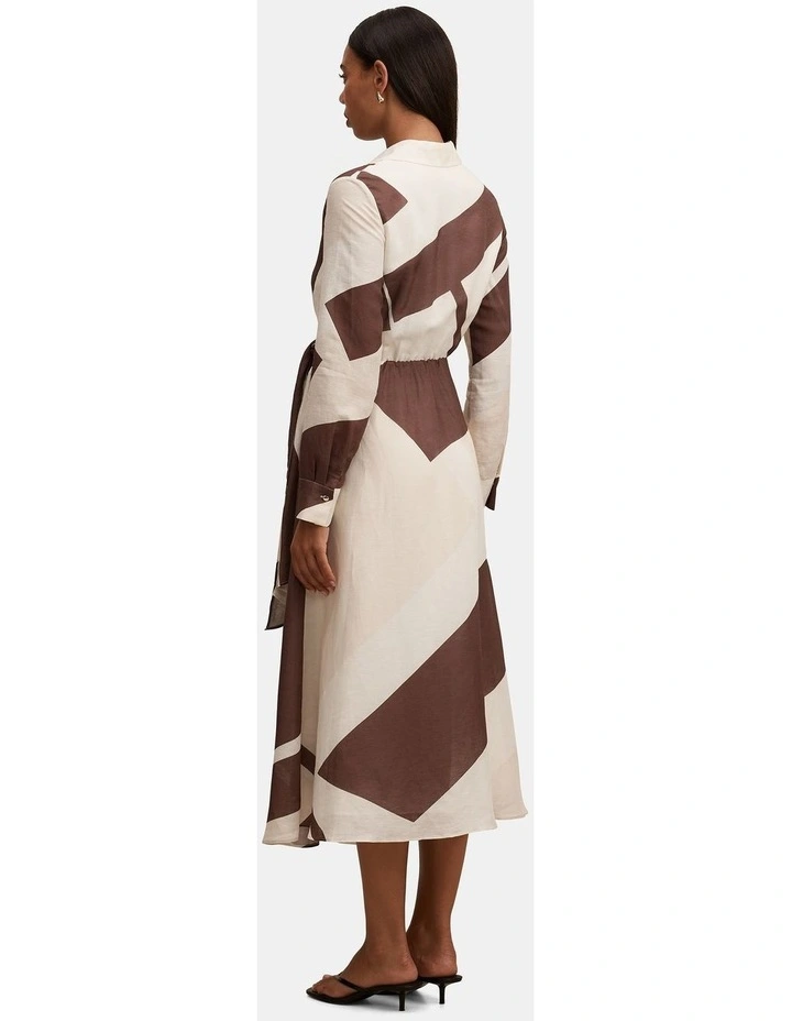 Angelina Long Sleeves Tie Midi Dress in Multi image 2