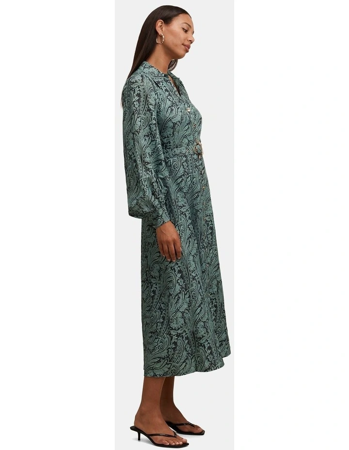 Hazel Shirt Midi Dress in Green image 3