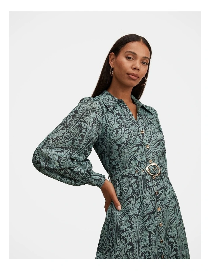 Hazel Shirt Midi Dress in Green image 4