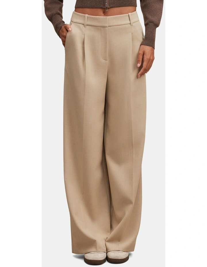Imogen Pleated Wide Leg Pants in Beige image 1