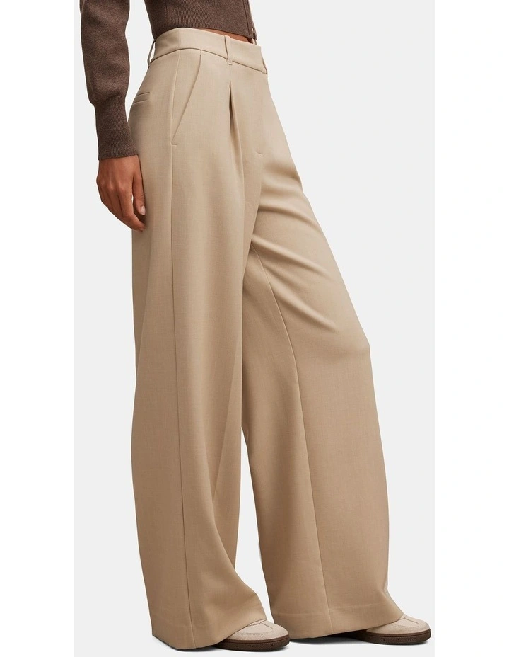 Imogen Pleated Wide Leg Pants in Beige image 3