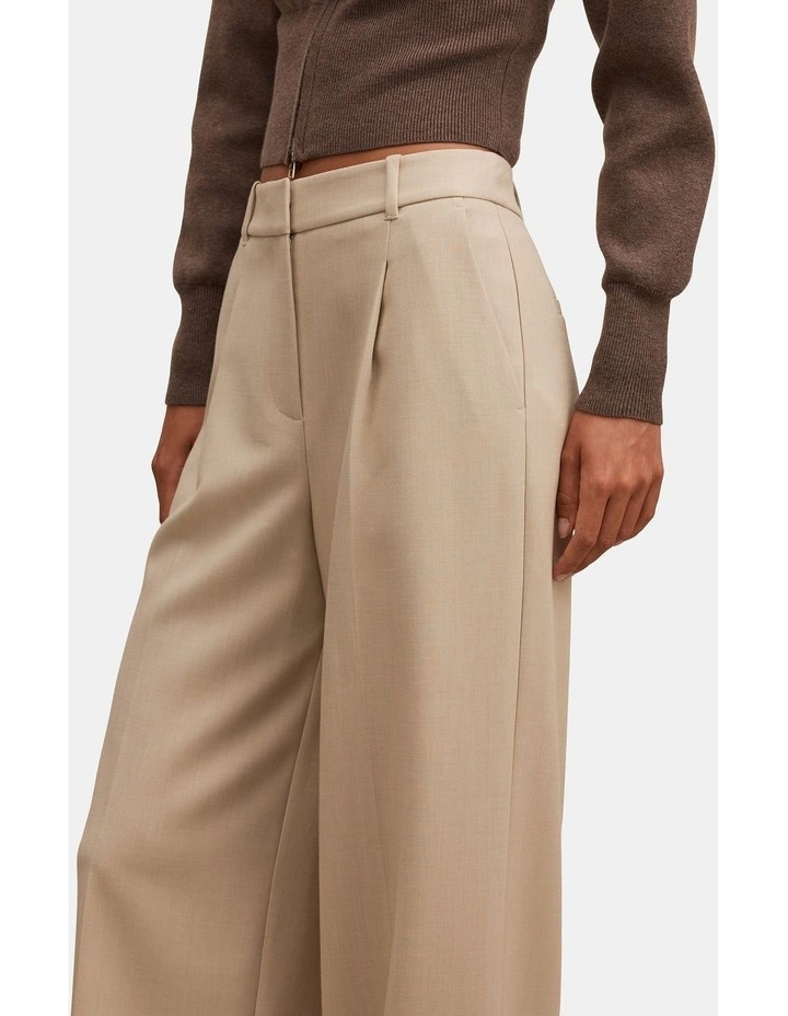 Imogen Pleated Wide Leg Pants in Beige image 4