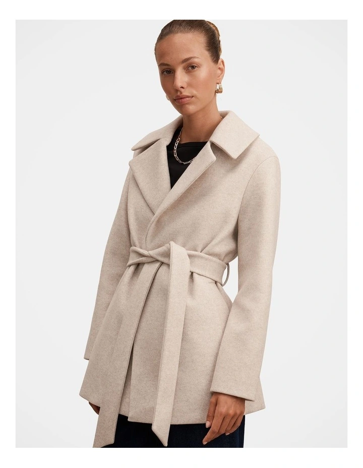 Sabrina Short Wrap Coat in Cream image 4