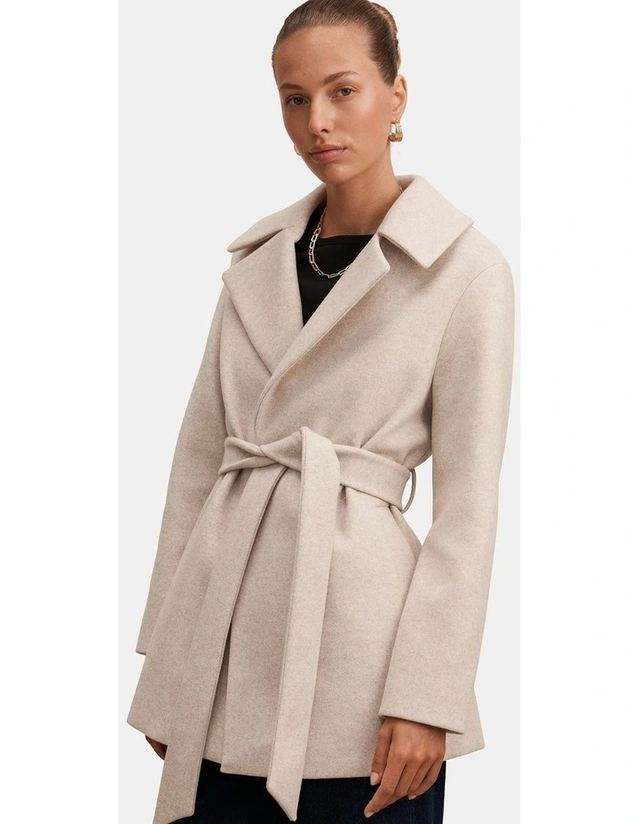 Sabrina Short Wrap Coat in Cream image 4