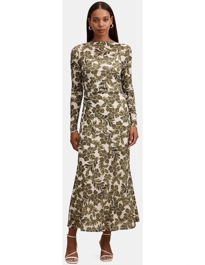 Georgia Long Sleeves Mesh Midi Dress in Multi image 1