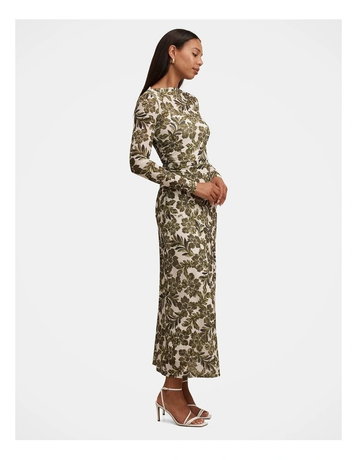 Georgia Long Sleeves Mesh Midi Dress in Multi image 3