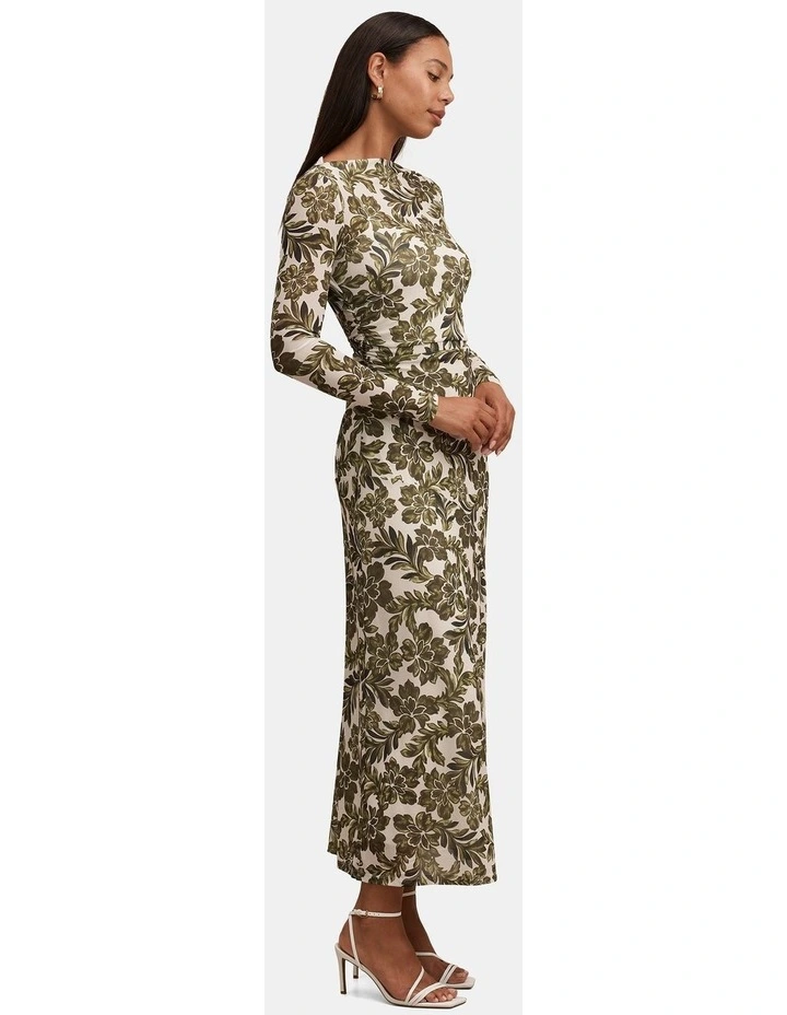 Georgia Long Sleeves Mesh Midi Dress in Multi image 3