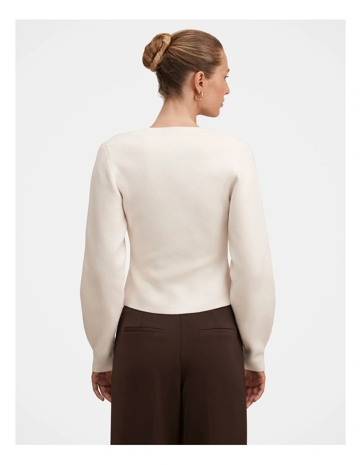Arianna Sculpted Cardigan in White image 2