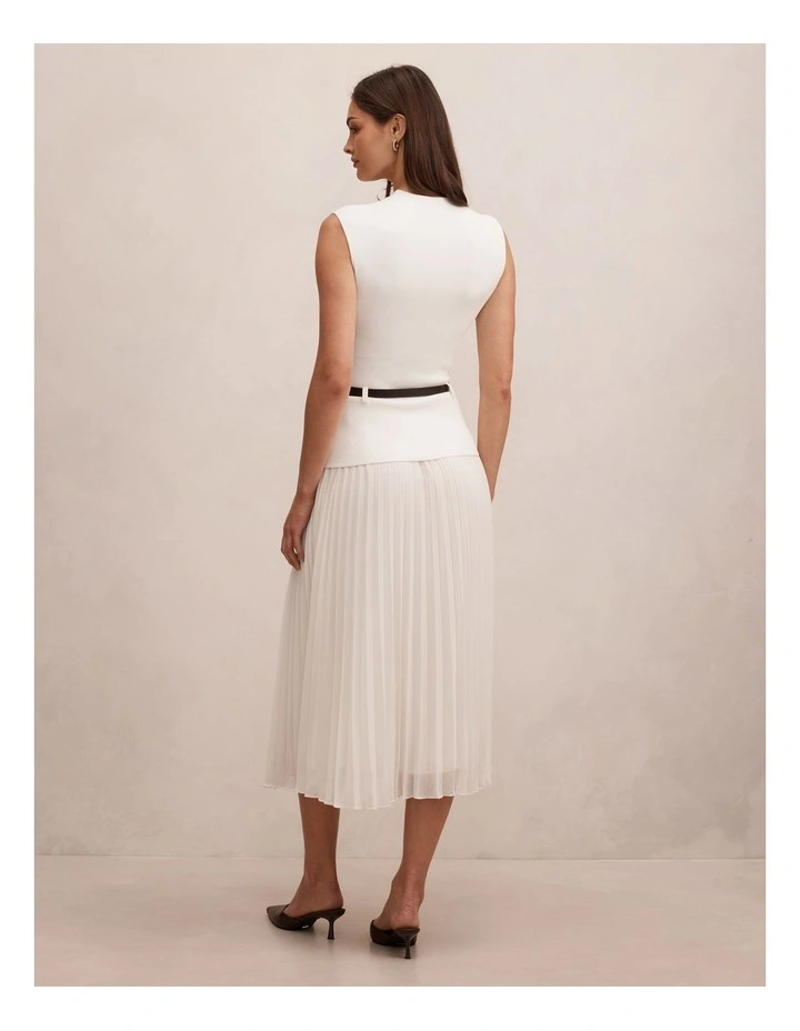 Lorelei Woven Mixed Midi Dress in Cream image 2