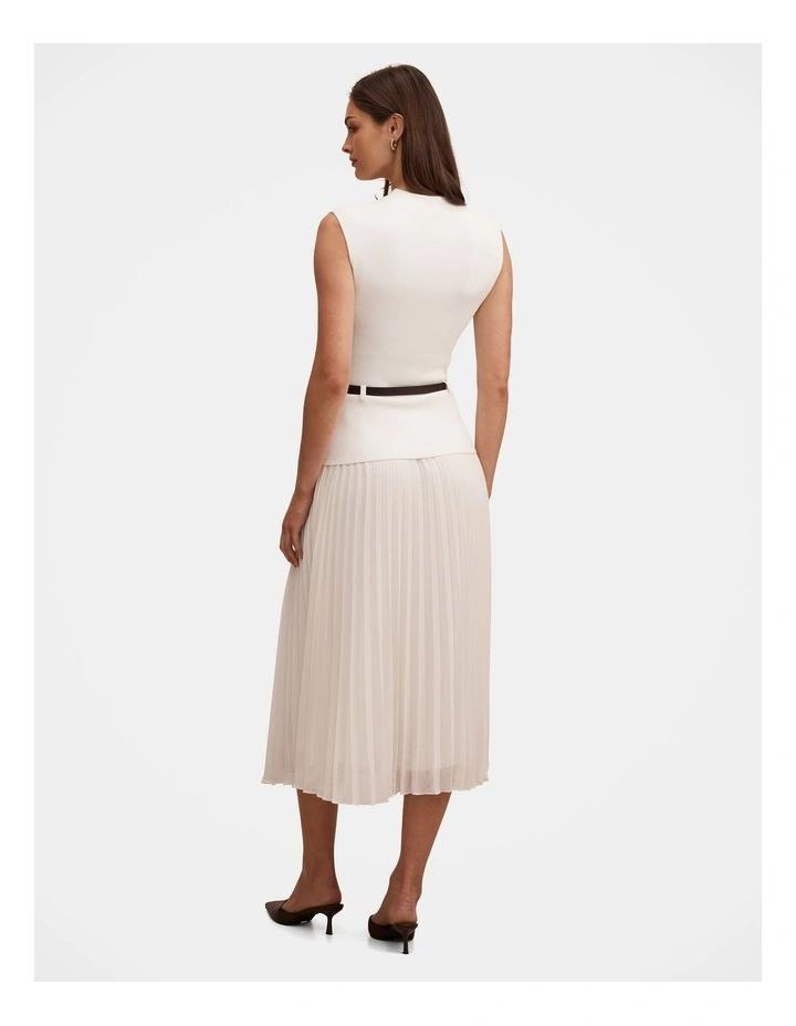 Lorelei Woven Mixed Midi Dress in Cream image 2