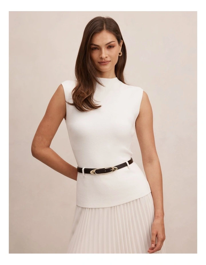 Lorelei Woven Mixed Midi Dress in Cream image 4