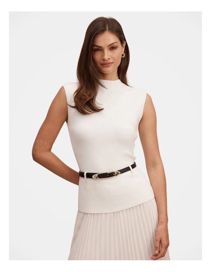 Lorelei Woven Mixed Midi Dress in Cream image 4